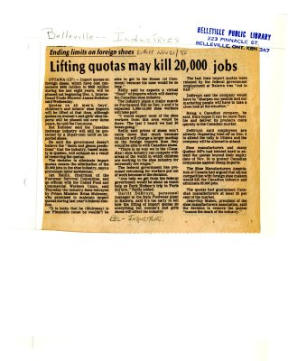 Lifting quotas may kill 20, 000 jobs