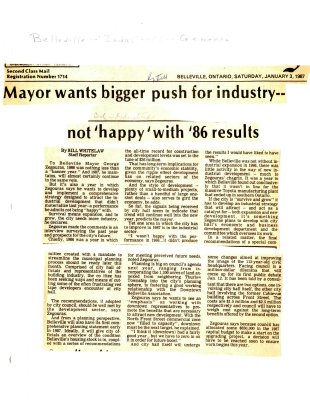 Mayor wants bigger push for industry -- not 'happy' with '86 results