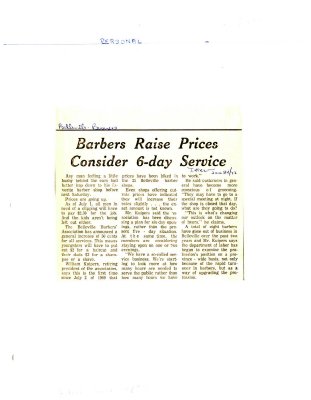 Barbers Raise Prices Consider 6-day Service