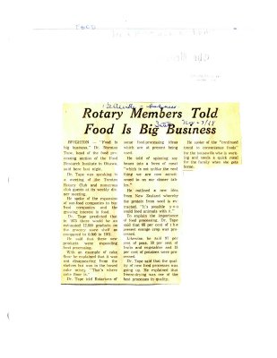 Rotary Members Told Food is Big Business