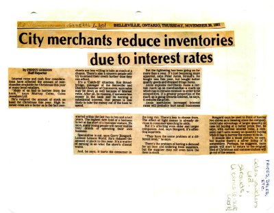 City merchants reduce inventories due to interest rates