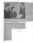 Miss Hilda M. Collier Honored