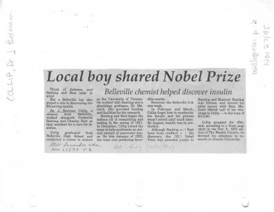 Local boy shared Nobel Prize