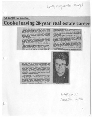 Cooke leaving 20-year real estate career