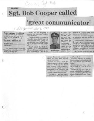 Sgt. Bob Cooper called 'great communicator'