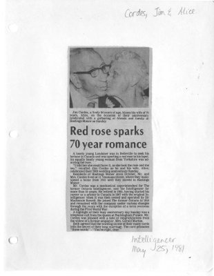 Red rose sparks 70 year romance