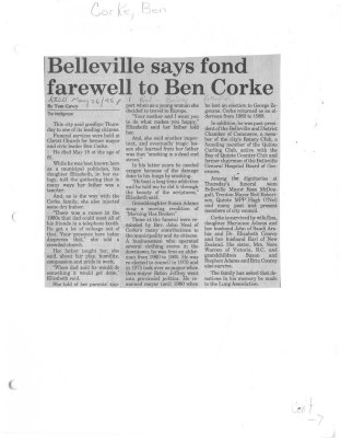 Belleville says fond farewell to Ben Corke