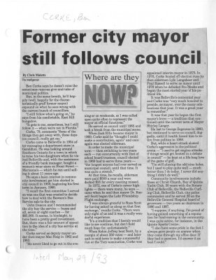 Former city mayor still follows council