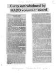 Curry overwhelmed by MADD volunteer award