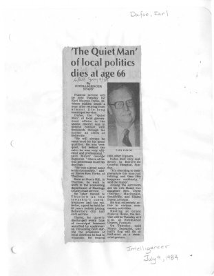 'The Quiet Man' of local politics dies at age 66