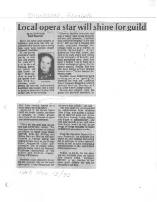 Local opera star will shine for guild