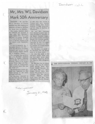 Mr., Mrs. W. L. Davidson Mark 50th Anniversary