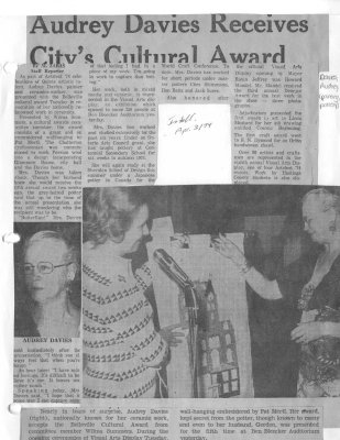 Audrey Davies Receives City's Cultural Award