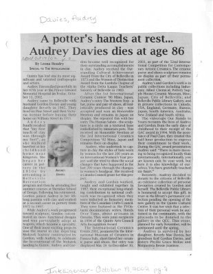 A potter's hands at rest...Audrey Davies dies at age 86