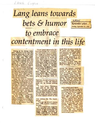 Remember when: Lang leans towards bets & humor to embrace contentment in this life