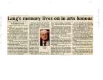 Lang's memory lives on in arts honour