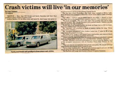 Crash victims will live &quot;in our memories&quot;