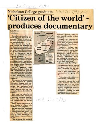 Nicholson College graduate &quot;Citizen of the world&quot; - produces documentary