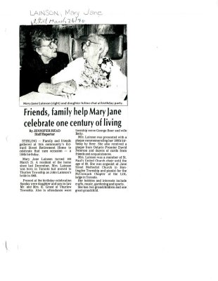 Friends, family help Mary Jane celebrate one century of living