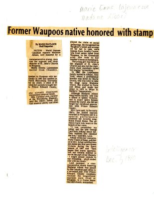 Former Waupoos native honored with stamp