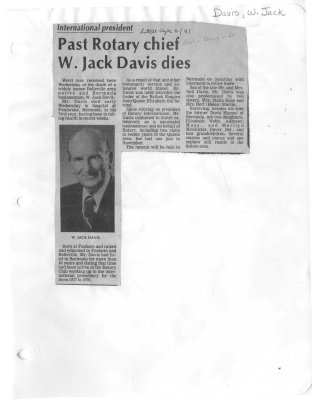 Past Rotary chief W. Jack Davis dies