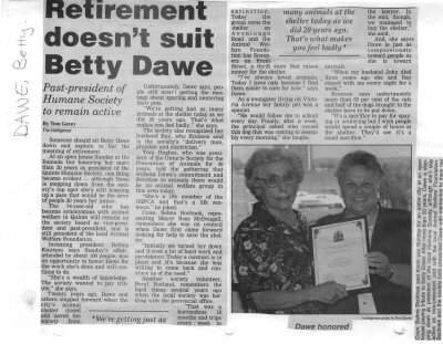 Retirement doesn't suit Betty Dawe