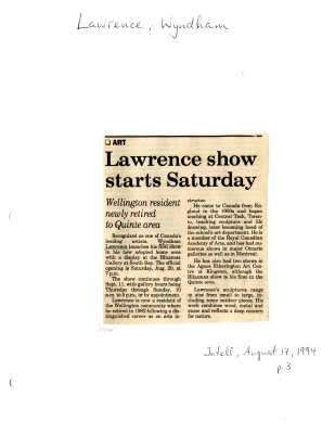 Lawrence show starts Saturday