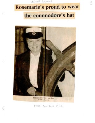 Rosemarie's proud to wear the commodore's hat