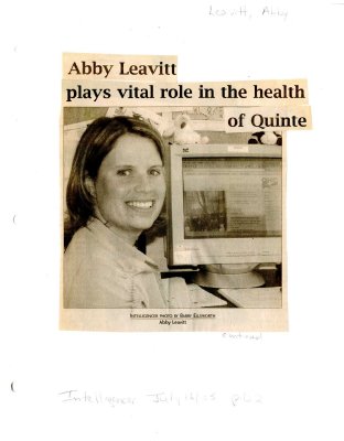 Abby Leavitt plays vital role in the health of Quinte