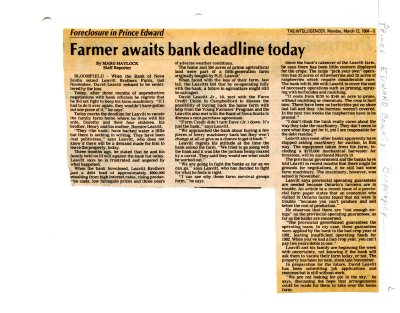 Farmer awaits bank deadline today