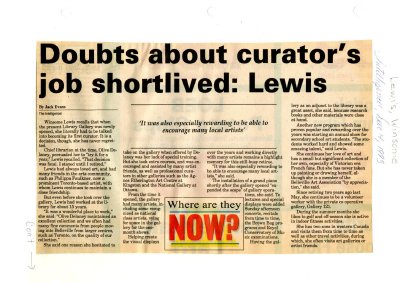 Doubt about curator's job shortlived: Lewis