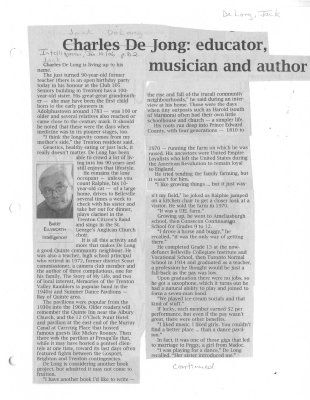 Charles De Jong: educator, musician and author [Jack DeLong]