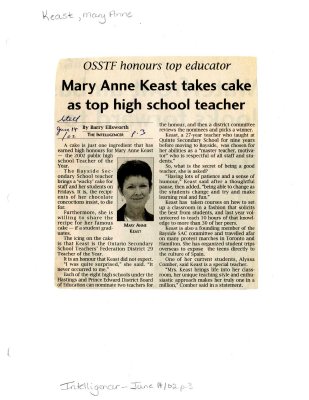 Mary Anne Keast takes cake as top high school teacher