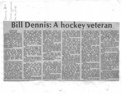 Bill Dennis: A hockey veteran