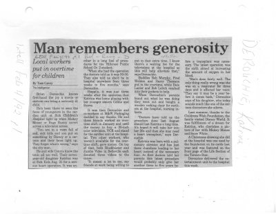 Man remembers generosity