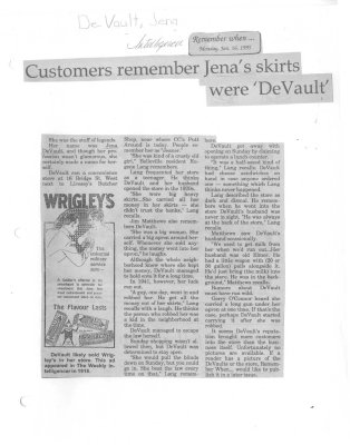 Customers remember Jena's Skirts were 'DeVault'