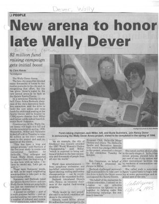 New arena to honor late Wally Dever