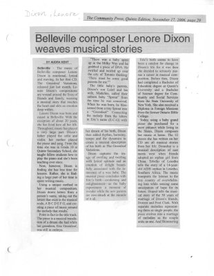 Belleville composer Lenore Dixon weaves musical stories