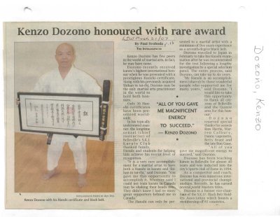 Kenzo Dozono honoured with rare award