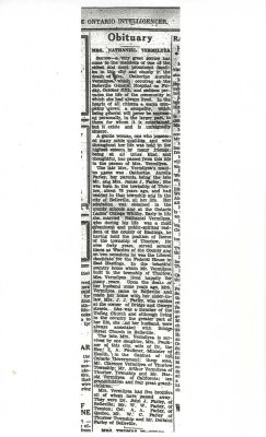 Obituary Mrs. Nathaniel Vermilyea 6 October, 1934 p.1