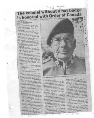 The colonel without a hat badge is honored with Order of Canada