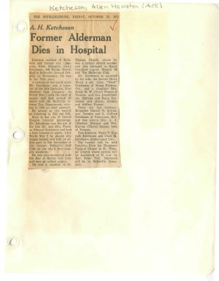 A.H. Ketcheson Former Alderman dies in hospital