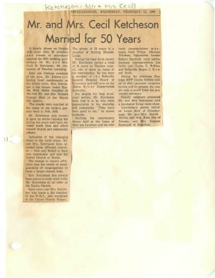 Mr. and Mrs. Cecil Ketcheson married for 50 years