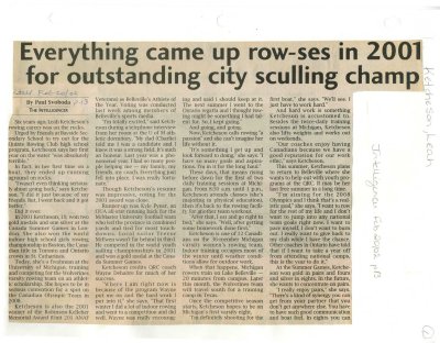 Everything came up row-ses in 2001 for outstanding city sculling champ