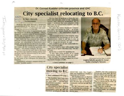 City specialist relocating to B.C.