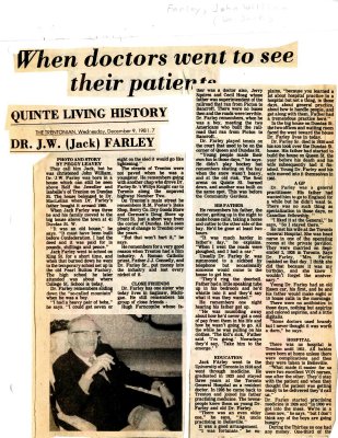 When doctors went to see their patients: Quinte Living History