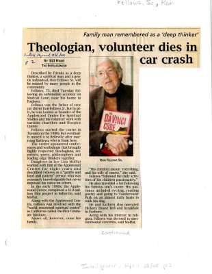 Theologian, volunteer dies in car crash