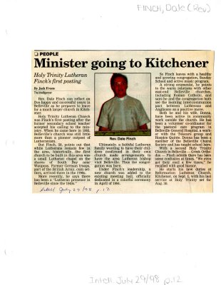 Minister going to Kitchener