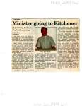 Minister going to Kitchener