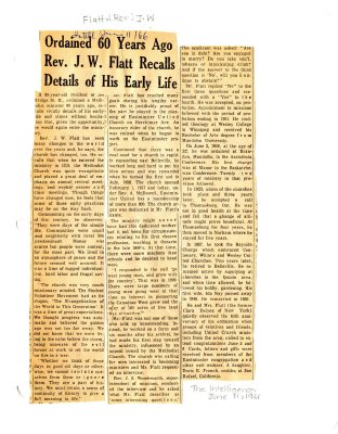 Ordained 60 years ago: Rev. J.W. Flatt recalls details of his early life